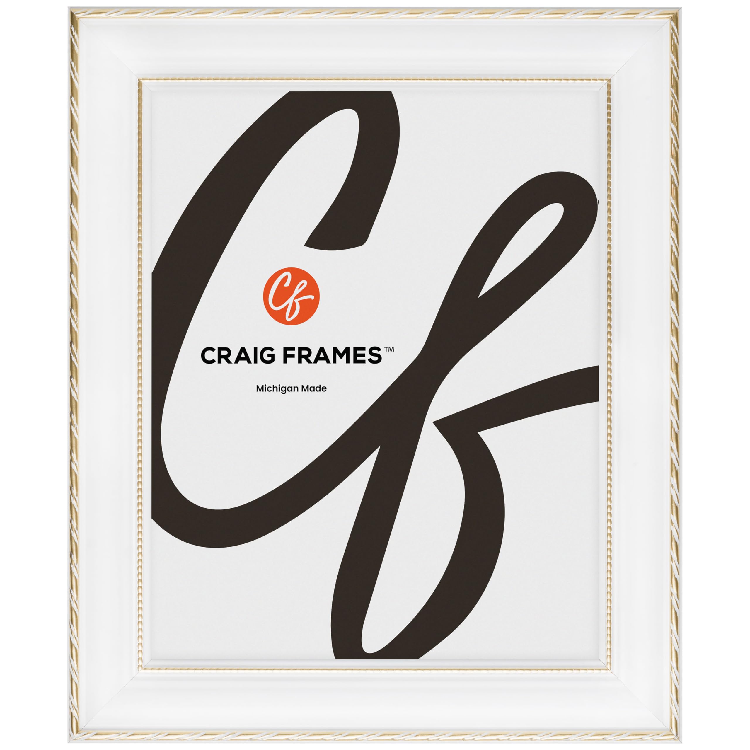 Craig Frames Victoria, 22x35 Picture Frame, Ornate White and Gold