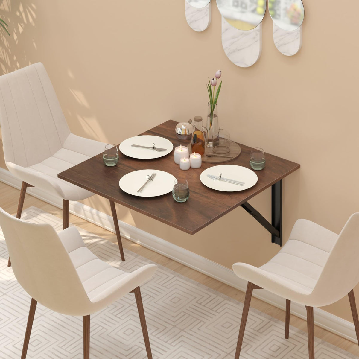 Bluewud Hemming Engineered Wood Wall Mounted Foldable Dining Table 2Seater Without Chair For Dining Hall Livingroom Home Furnit