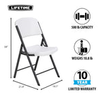 LIFETIME 42804 Commercial Grade Folding Chair High-Impact Polyethylene White Granite