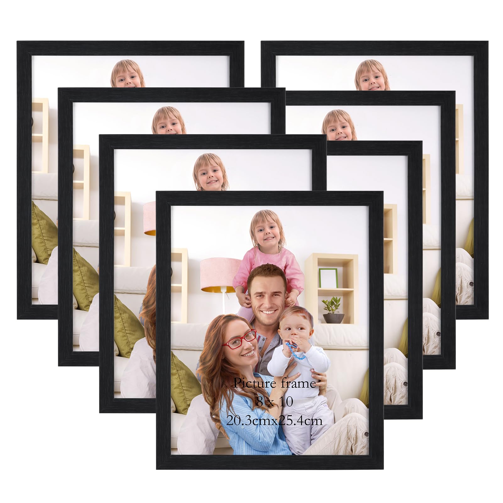 Giftgarden 8x10 Picture Frame Multi Photo Frames Set for Wall Decor or Tabletop Display, 7 Pack, Black