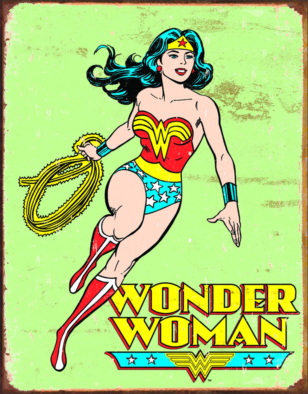 Signs 4 Fun SIG342 Wonder Woman Metal Tin Sign, Green