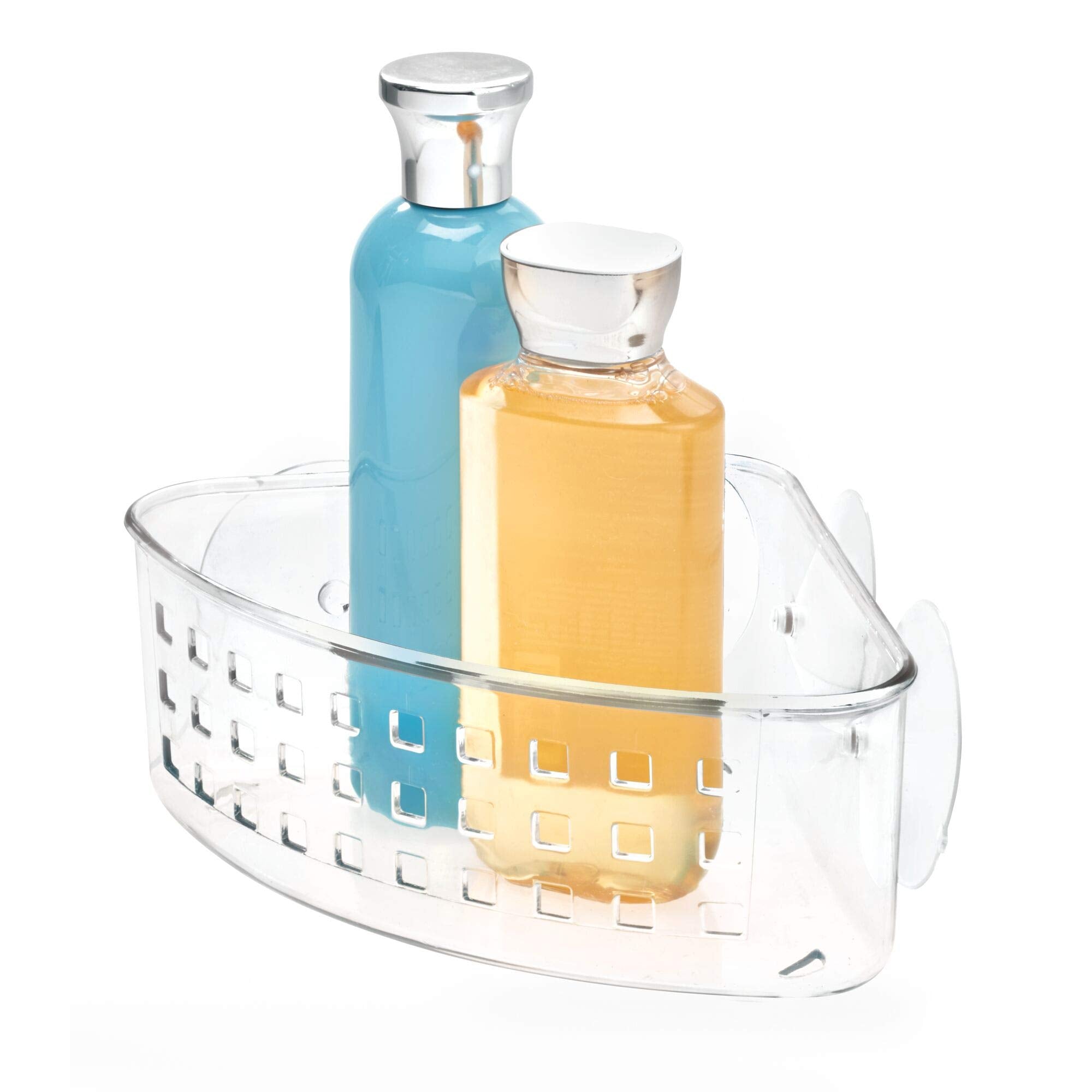 iDesign Plastic Corner Shower Caddy and Bathroom Organizer Basket with Suction Cups - 9  x 7  x 3.5 , Clear