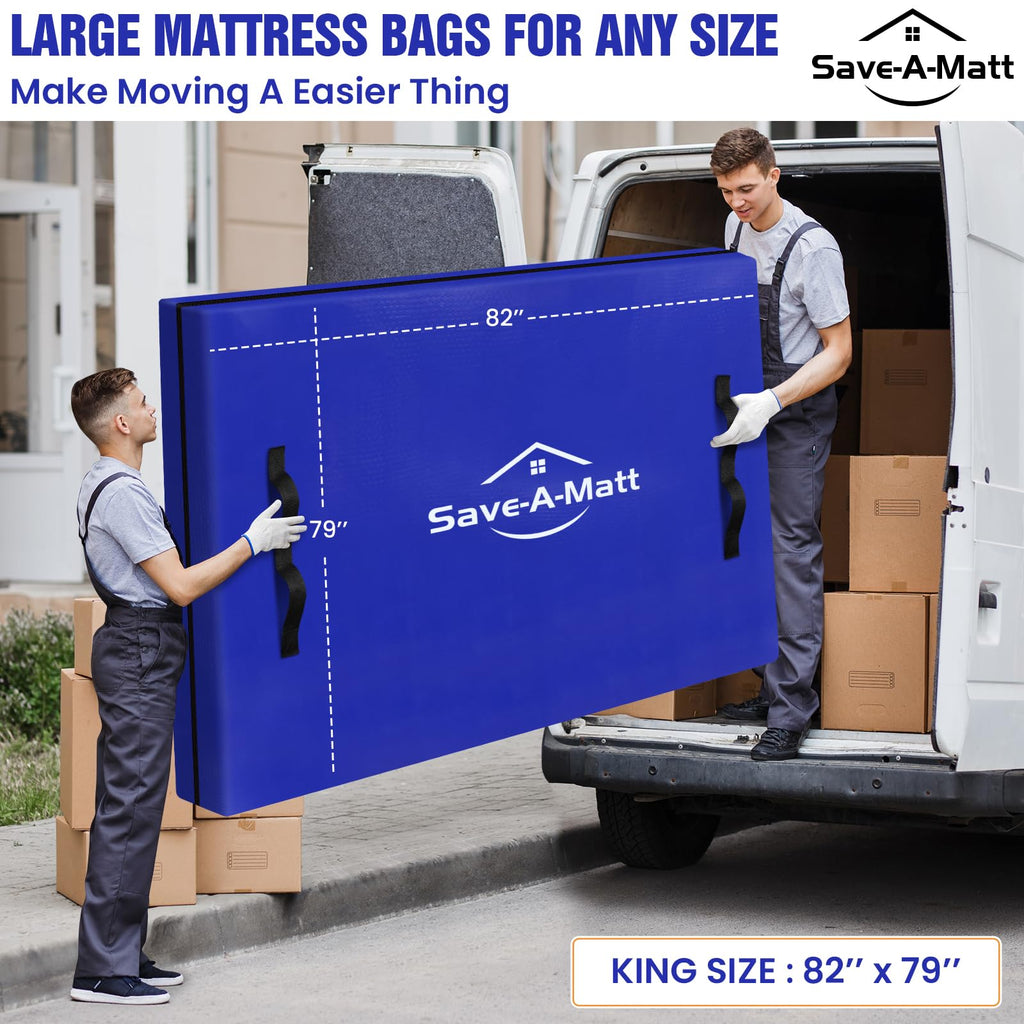 Saveamatt Mattress Bags For Moving 2 Pack - Extra Thick & Durable Queen Mattress Cover For Moving - Reusable Waterproof Tarp Mat