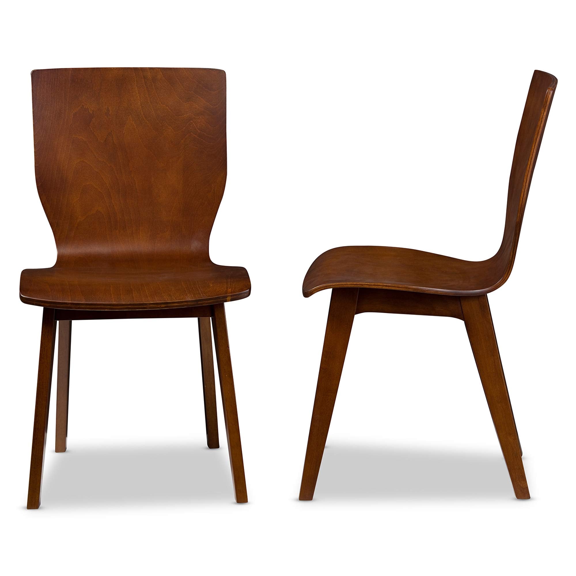 Baxton Studio Elsa Dining Chair Scandinavian Style Dark Walnut Bent Wood Dining Chair