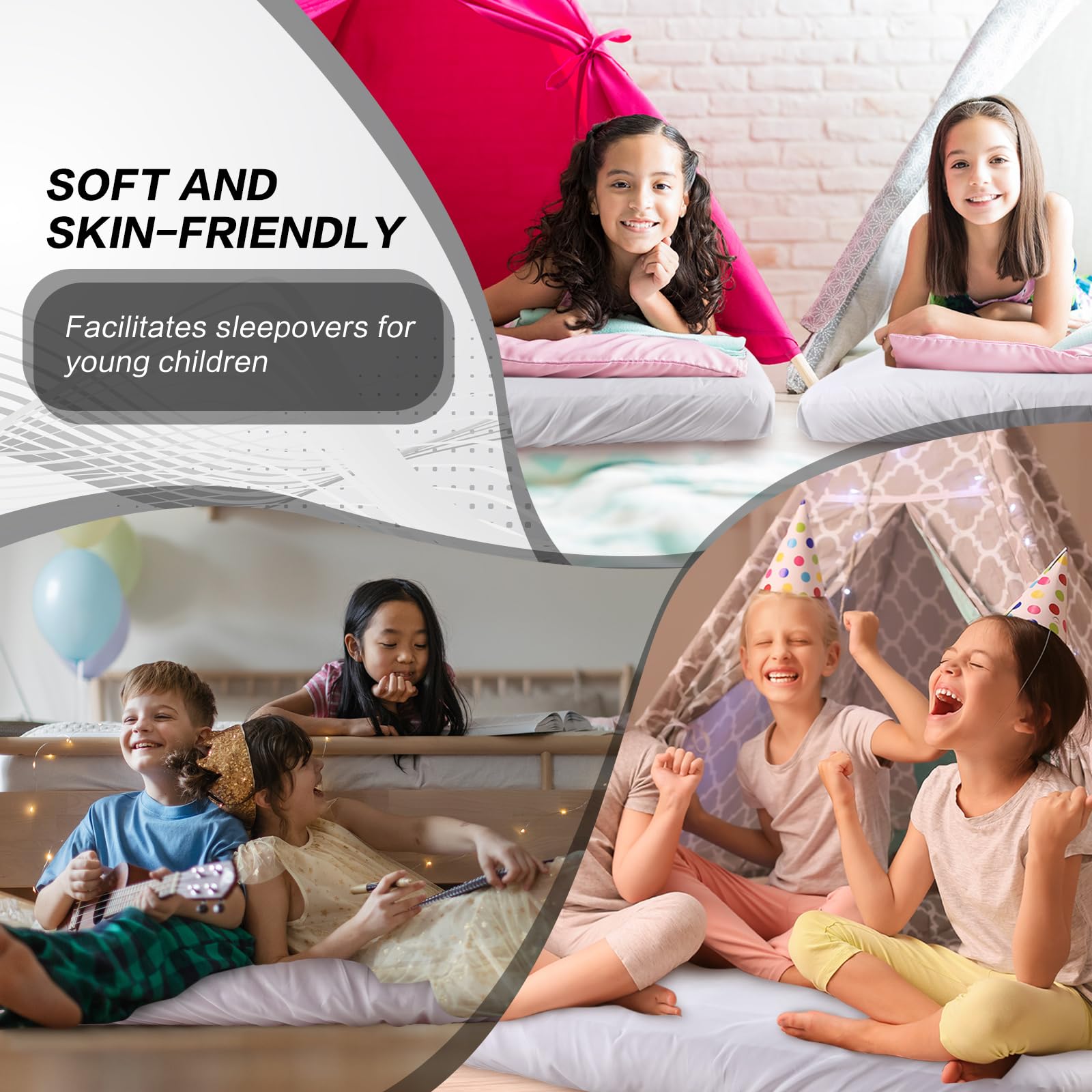 Breling Kids Air Mattress Fitted Sheets Compatible With Intex Cozy Kidz (Sheet Only) Toddler Inflatable Mattress Sheets For Kids Sleepover Party Travel Camping Air Mattress Airbed(White,1 Pcs)
