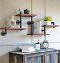BIXIRAO Industrial Rustic Modern Solid Wood Ladder Pipe Wall Mounted Floating Shelves - 4 Tiers Bookshelf,DIY Storage Shelving,H