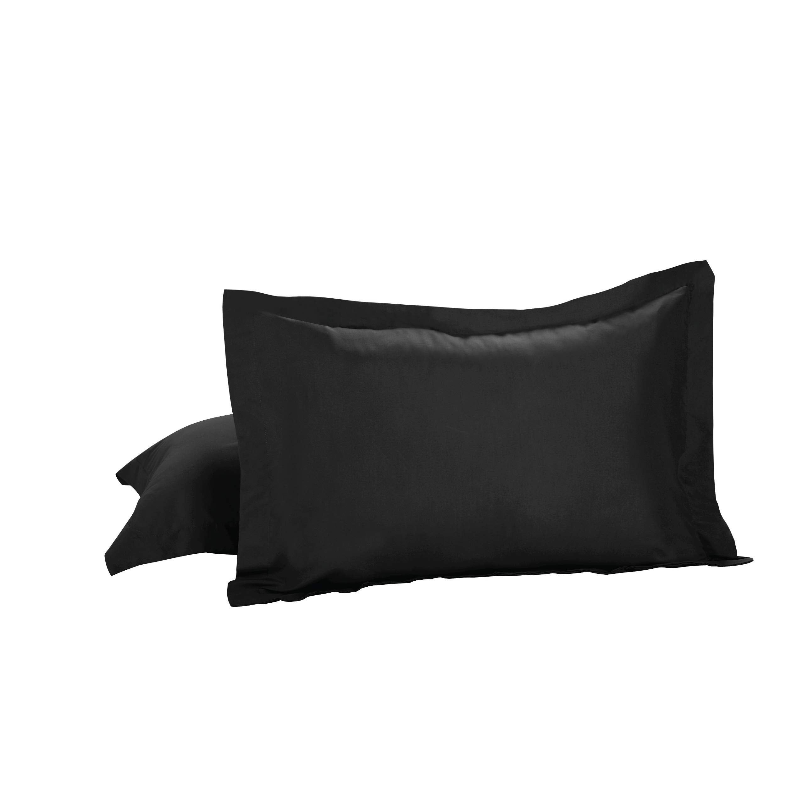 Todays Home Tailored Bed Pillow Shams, Cotton Blend Design, Standard, Black, 2-Pack