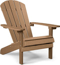 Yefu Adirondack Chair Weather Resistant: Outdoor Chair Hips Plastic Adirondack Chairs - Patio Chairs With Wood Texture - Lawn Fire Pit Deck Porch Garden Chairs For Adults (Teak)