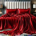 Decolure Satin Sheets Queen Size Set 4 Pcs - Silky & Luxuriously Soft Satin Bed Sheets W/ 15 Inch Deep Pocket - Double Stitching