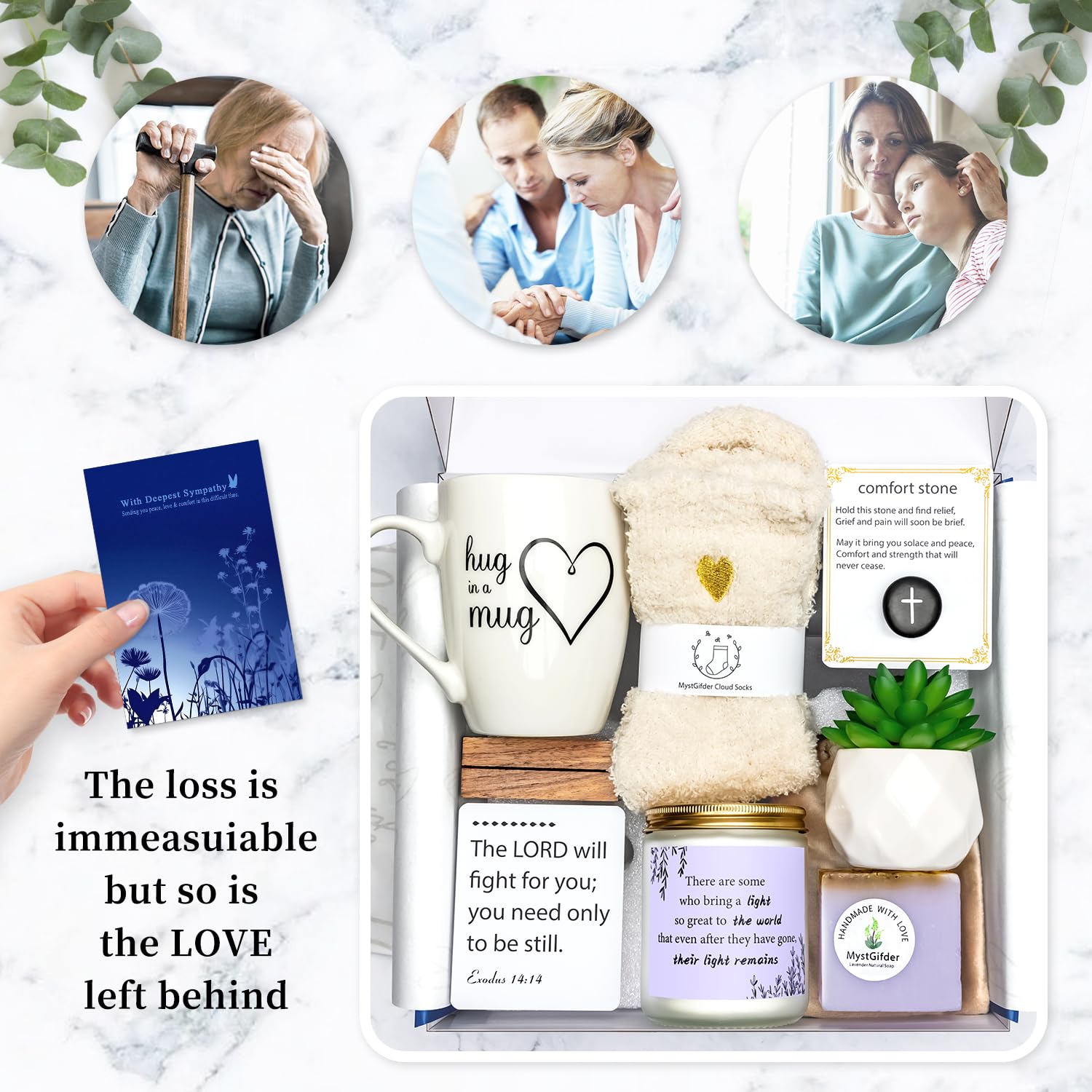 Sympathy Gift Baskets - Condolences Gift Box For Loss Of Loved One, Sorry For Your Loss Gift Basket, Memorial Gifts For Mom, Dad