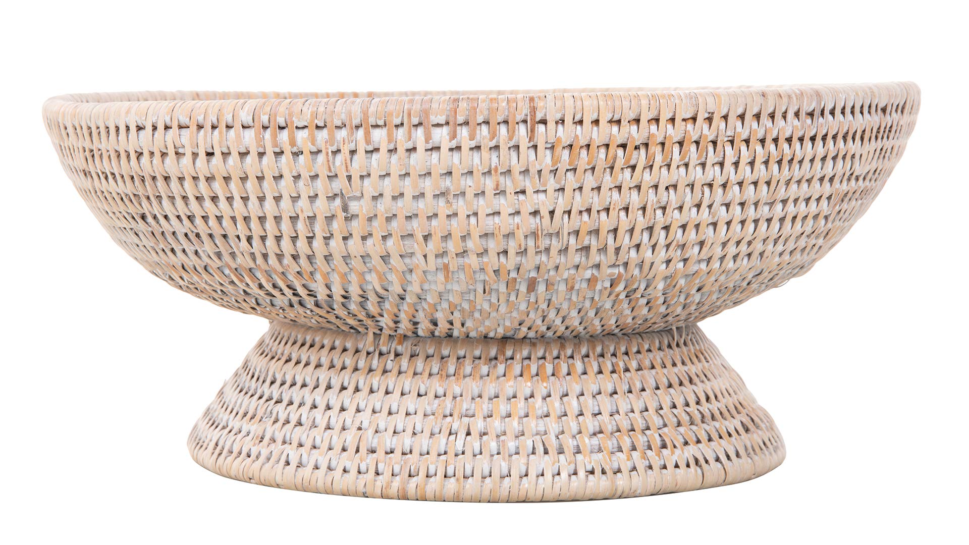 Kouboo La Joll Rattan Fruit Bowl, Large, White-Wash
