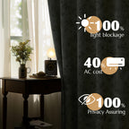 Jinchan 100% Blackout Floral Curtains 84 Inches Long, Printed Flower Taupe Blackout Curtains For Bedroom Rod Pocket Back Tab Full Blackout Curtains Thermal Insulated Window Drapes, 2 Panels Taupe