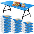 Boao 24 Pcs Summer Plastic Table Cloth Rectangle Picnic Table Covers Elastic Fitted Tablecloth, Disposable Waterproof for Campin