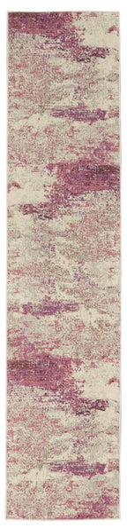 Nourison Celestial Modern Abstract Ivory/Pink 2' X 6' Area Rug, Easy Cleaning, Non Shedding, Bed Room, Living Room, Dining Room,