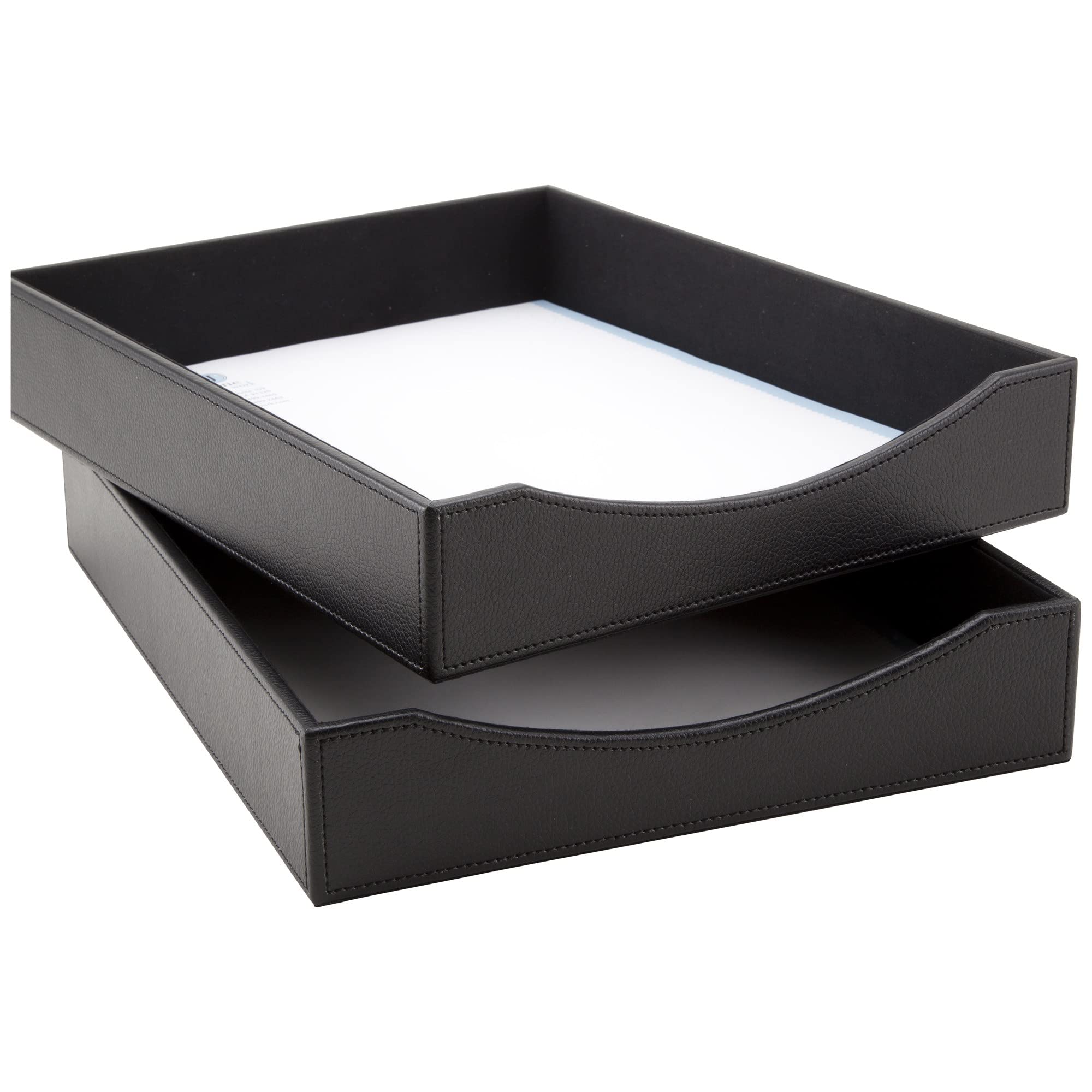Realspace Faux Leather Paper Tray, Black