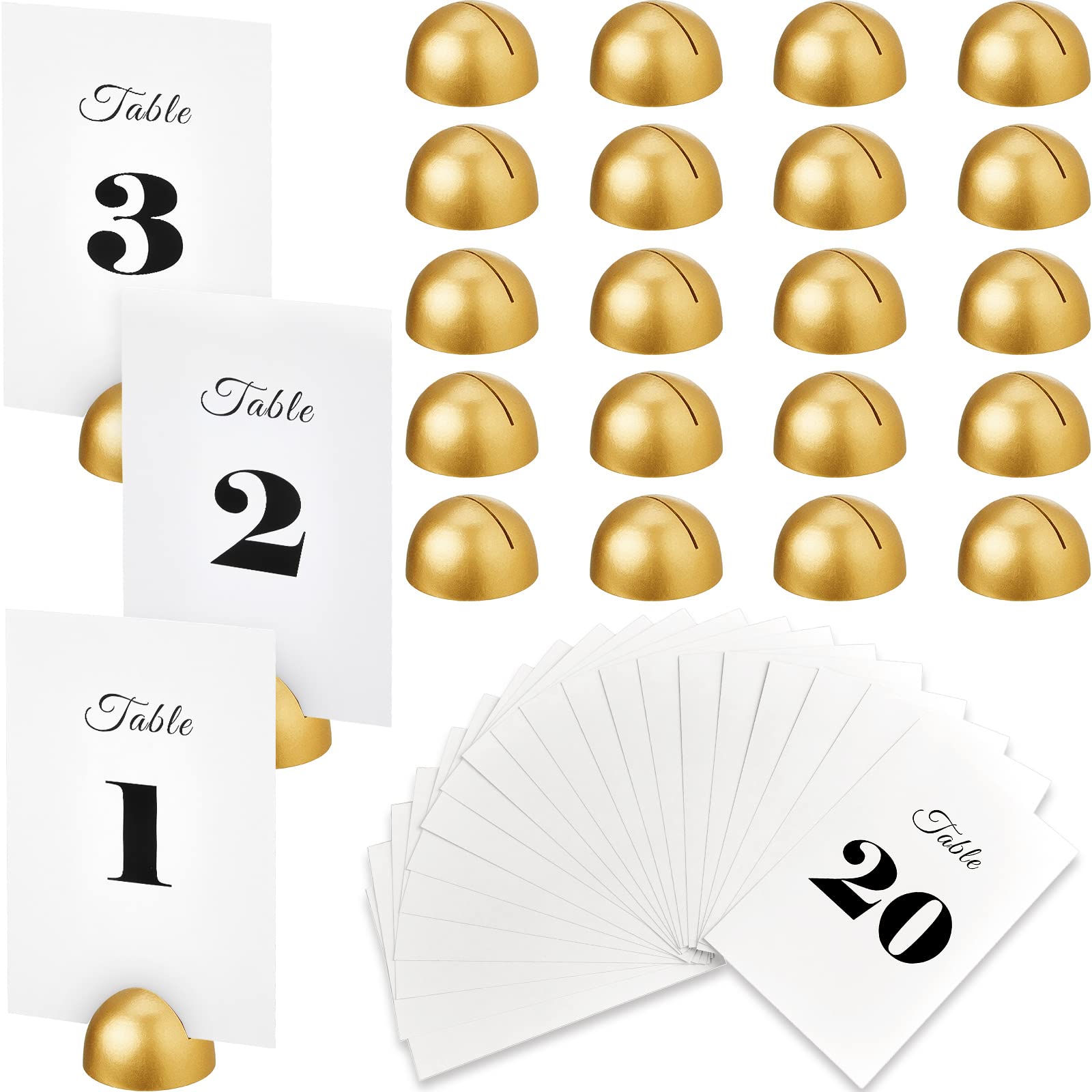 20 Pieces Table Number Cards Round Table Number Stands Modern Cursive Table Number 1-20 for Wedding Reception Anniversary Party 