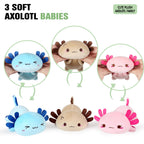 Onsoyours Axolotl Stuffed Animal Mommy 19.7" with 3 Baby Axolotls Plush Pillow Toys, Pink, Polyester