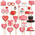 Valentine's Day Photo Booth Props Selfie Photobooth Props for Photoshoot Funny Masks Love Heart Glasses Mustache Backdrop Decora