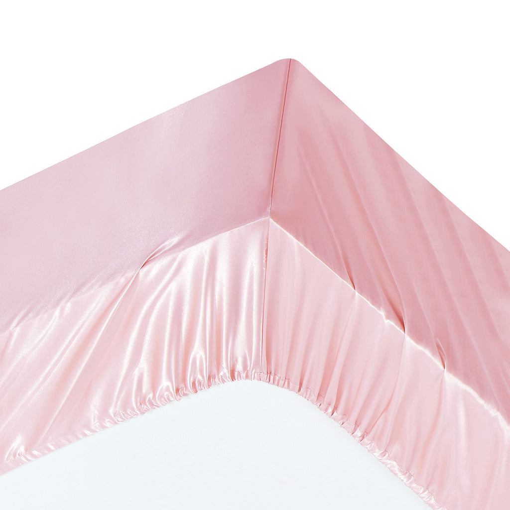Ersmak 4 Pieces Satin Sheets Set Twin Size, Luxury Silky Blush Pink Satin Bed Sheets Set With 1 Deep Pocket Fitted Sheet, 1 Soft