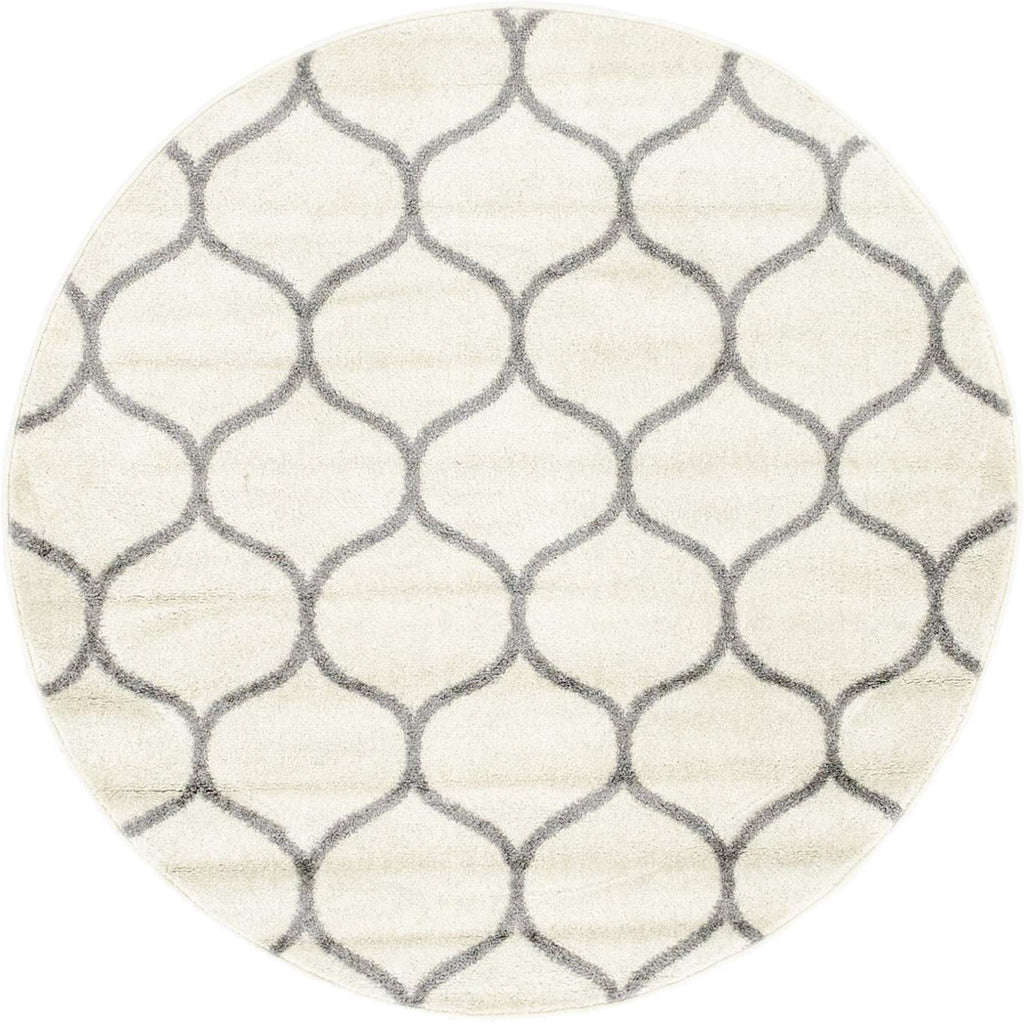 Unique Loom Trellis Frieze Collection Area Rug - Rounded (4' 1'' Round, Ivory/ Gray)