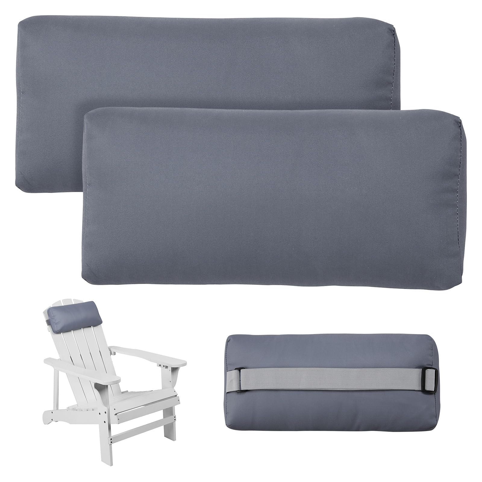 Rasugarlary Headrest Pillow For Patio Chaise Lounge Chair, Outdoor Chaise Pillows With Adjustable Elastic Stripe Head Resting Pi