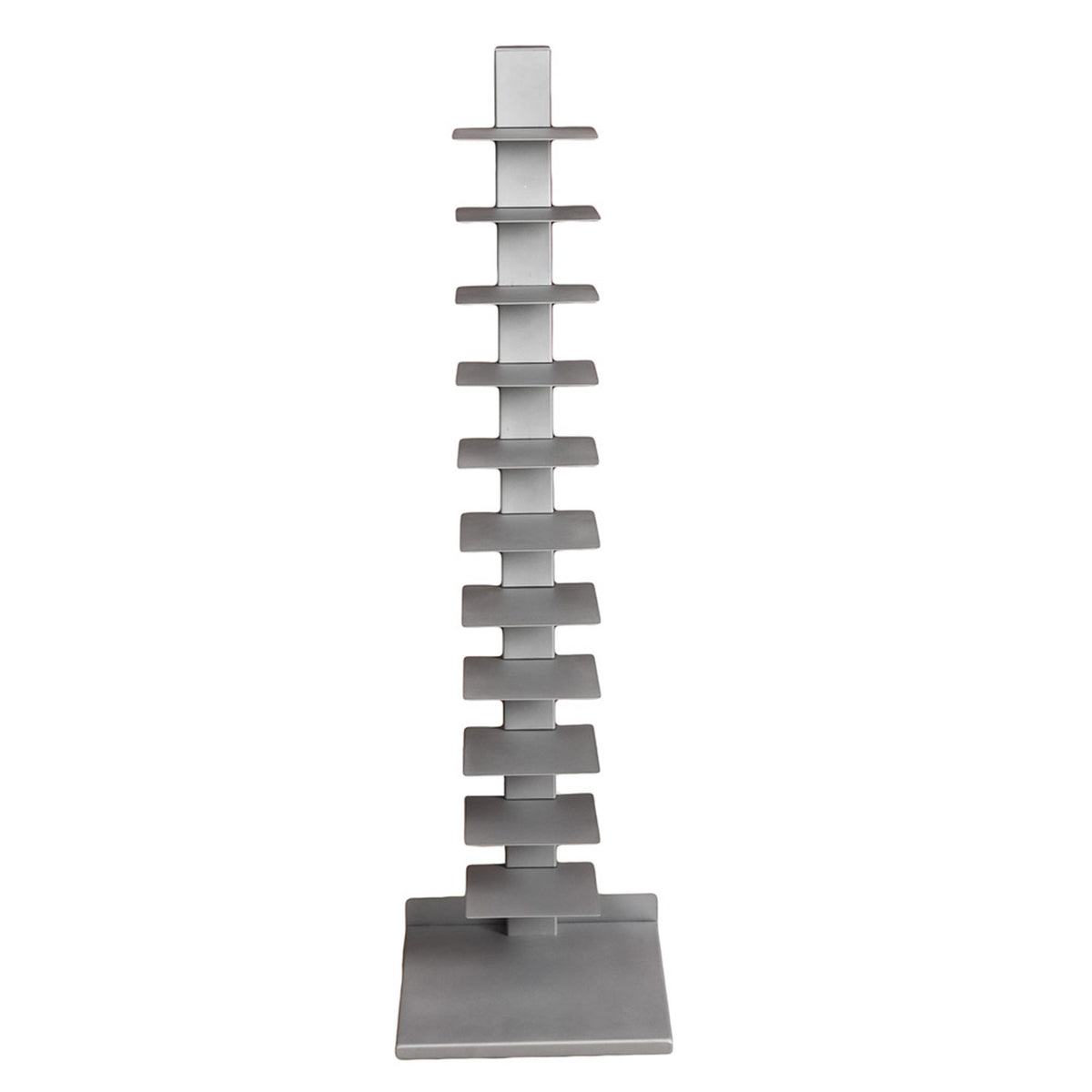 Sei Furniture 11 Shelf Metal Spine Book Tower, Silver