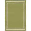 Nourison Essentials Indoor/Outdoor Solid Bordered Green Ivory 9' X 12' Area Rug, Easy Cleaning, Non Shedding, Bed Room, Living R