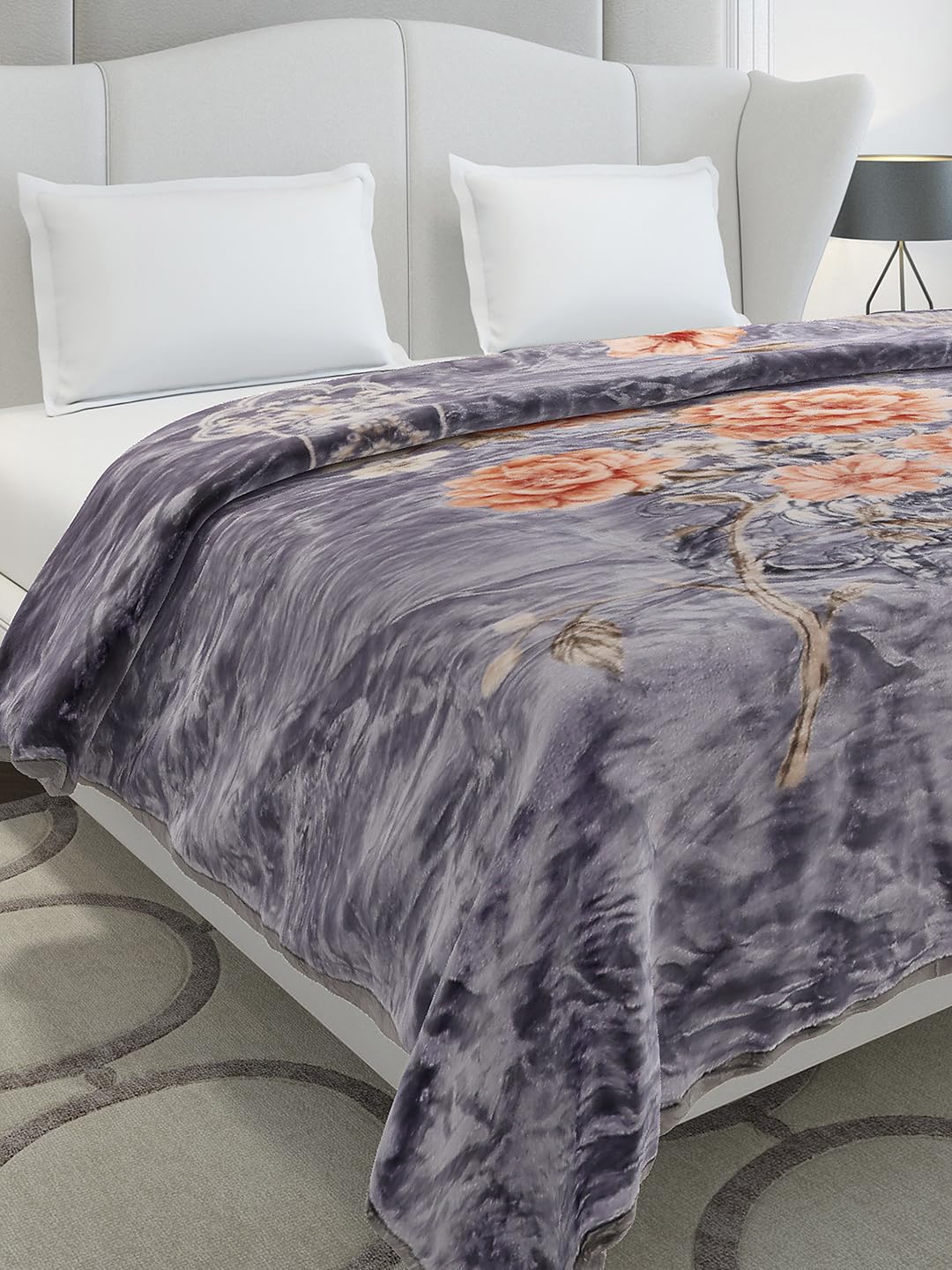 Monte Carlo Double Bed Heavy Winter Blanket Marshal 2 Ply 850 GSM | 4.5 KG (240x220 CM), Dark Grey