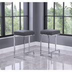 Best Master Furniture Dorrington Faux Leather Backless Counter Height Stool in Gray/Silver (Set of 2)