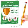 V-Opitos 14 Pack Jumbo #2 Hb Pencils For Kids, Triangle Shape Pre-Sharpened Wood-Cased Pencils With Top Erasers, Toddler First P