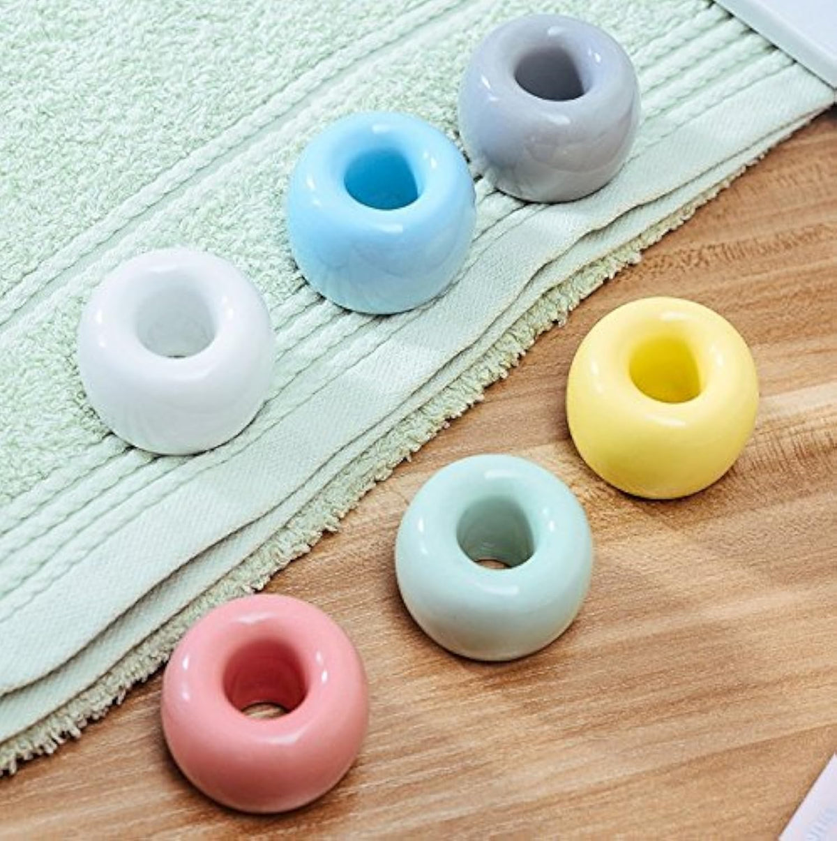 JCBIZ Mini Ceramic Toothbrush Holder Bathroom Accessories Storage Organizer Creative Multifunctional Candy Color Cute Porcelain