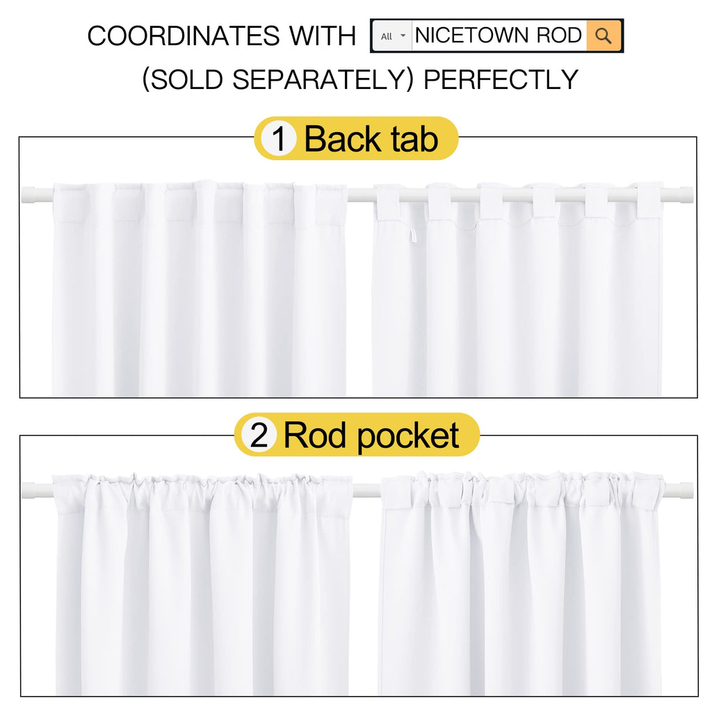 Nicetown Living Room Curtain Drapes - (White Color) W70 X L108, Set Of 2, Window Treatment Drapery Panels