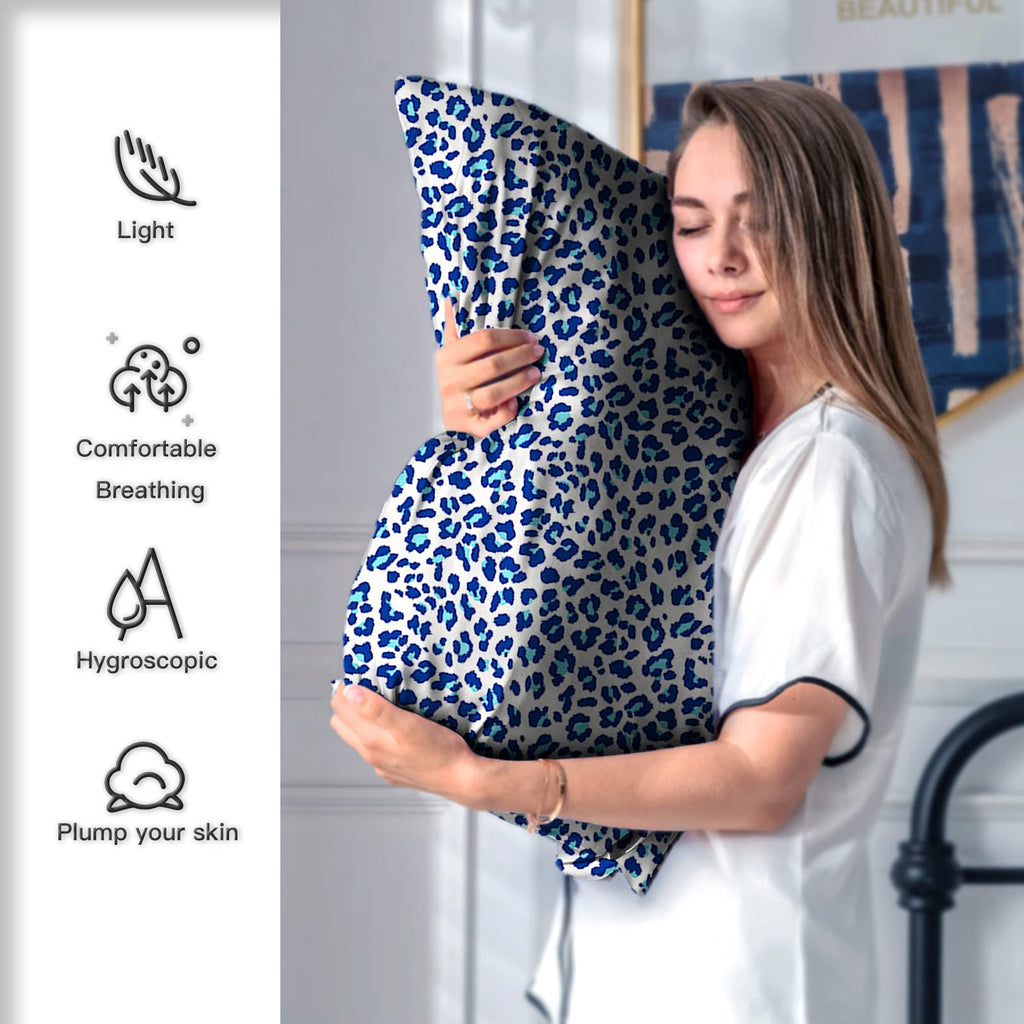 Mulberry Silk Pillowcase For Hair And Skin Standard Size Leopard Print Silk Pillow Cases With Zipper Soft Breathable Smooth Cool