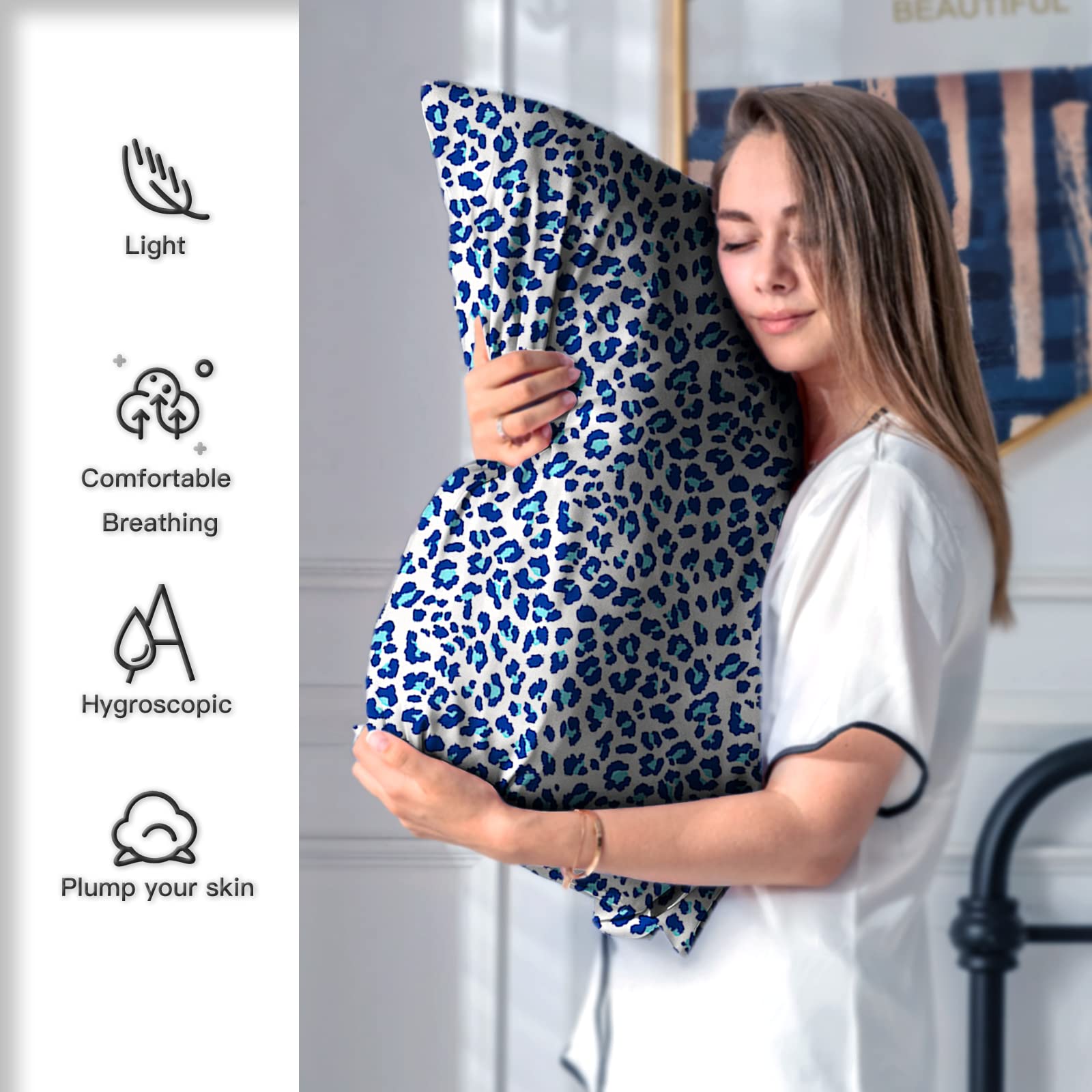 Mulberry Silk Pillowcase For Hair And Skin Standard Size Leopard Print Silk Pillow Cases With Zipper Soft Breathable Smooth Cool