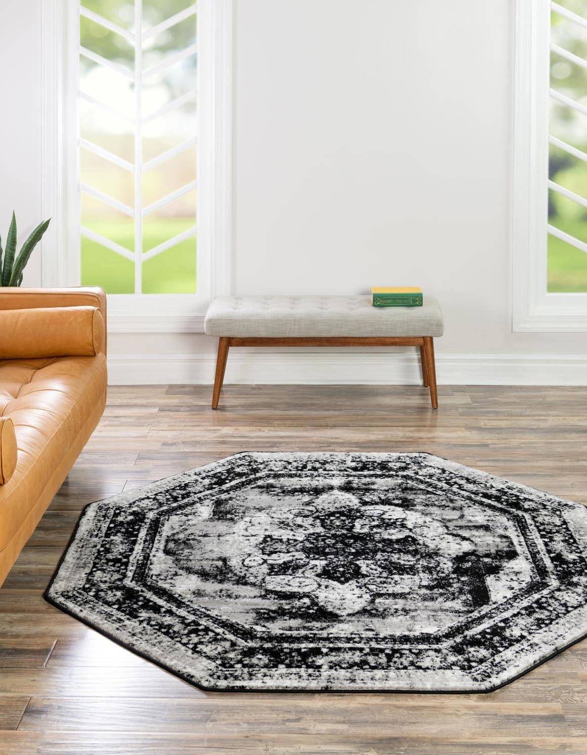 Unique Loom Sofia Collection Area Rug - Salle Garnier (6 1 Octagon, Black/ Ivory)