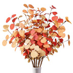 Beferr Fall Eucalyptus Stems Decor, 5Pcs 24'' Faux Eucalyptus Branches Artificial Autumn Plants Decorations Fall Floral Arrangem