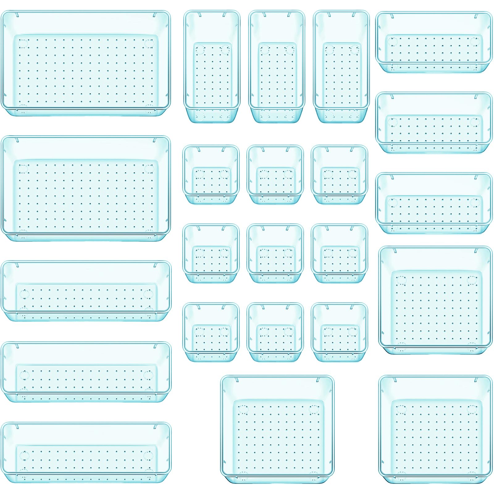 StorMiracle 23 PCS Drawer Organizer Set, 5 Varied Size Bathroom and kitchen Drawer cabinet organizer Trays, Clear Storage Bins f