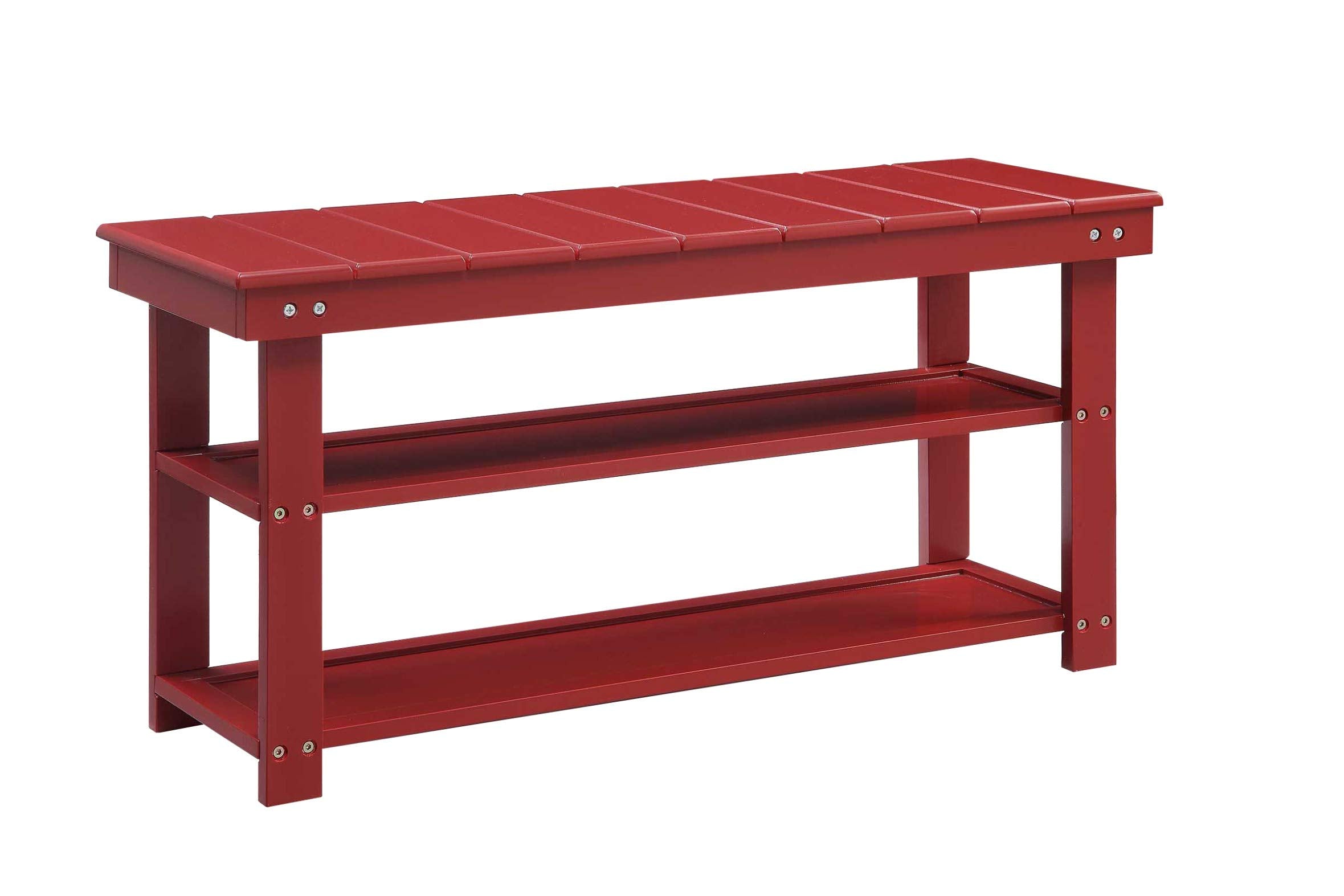 Convenience Concepts Oxford Utility Mudroom Bench, Cranberry Red