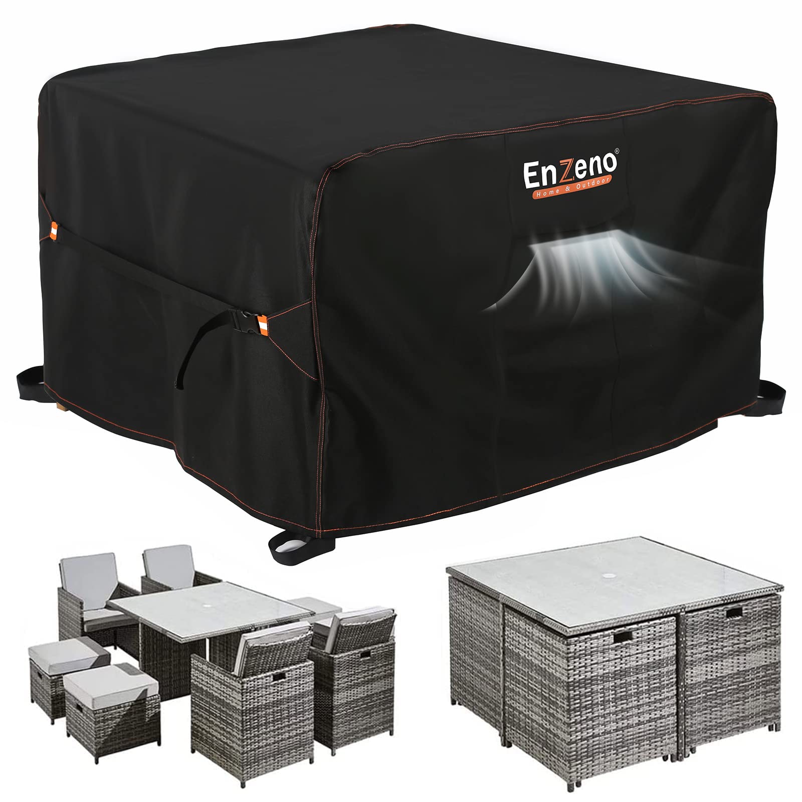 Enzeno Patio Furniture Set Cover Waterproof, Square Outdoor Table And Chair Set Covers, Heavy Duty Outside Weatherproof Garden R