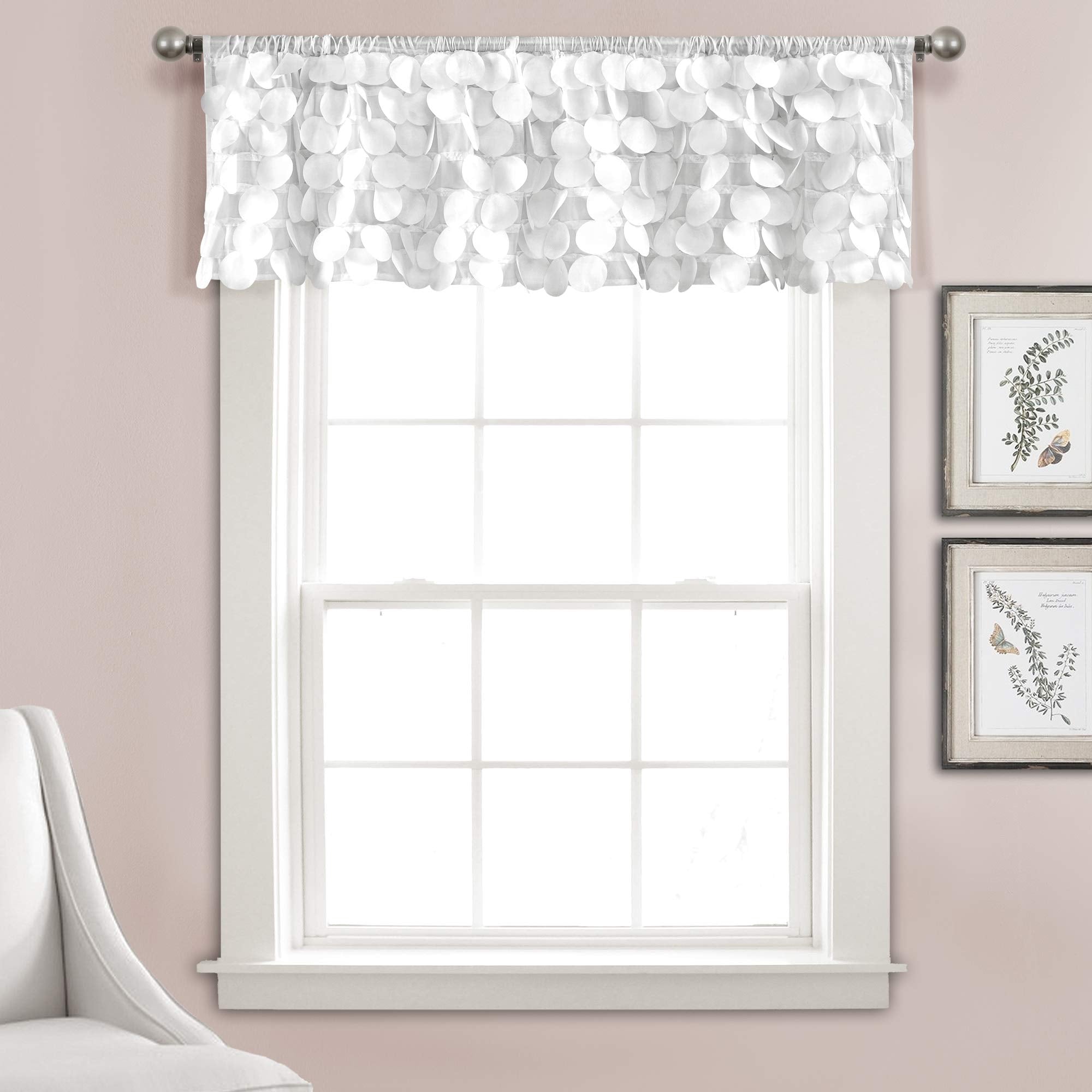 Lush D  cor, White Lush Decor Gigi Valance Textured Window Kitchen Curtain (Single), 70 W x 14 L