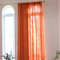 Deeprove Orange Curtains 90 Inches Long, Cotton Linen Stripe Textured Light Filter Privacy Burnt Bohemian Window Treatment For D
