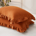 Burnt Orange Pillowcases King Pillowcases Cute Pillowcases Caramel Pumpkin Ruffled Pillow Sham Set Of 2 Solid Shabby Chic Pillow