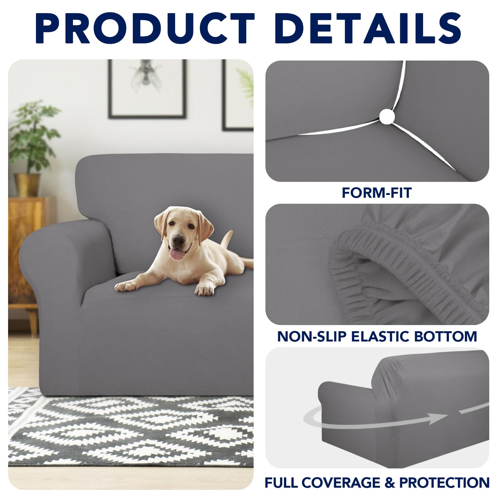 Purefit 100% Dual Waterproof Couch Cover Slipcovers For Couches And Sofas - Stretch Non Slip Fleece Sofa Covers Washable, Leakproof Furniture Protector For Kids, Pets (Oversized Sofa, Light Gray)