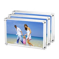 AMEITECH Acrylic Photo Frames,3.5x5 Double Sided Magnetic Picture Frame, Desktop Frameless Postcard Display (3 Pack)