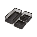 1Intheoffice Mesh Collection Desk Drawer Organizer Tray 3 Compartment - Stackable, Matte Black