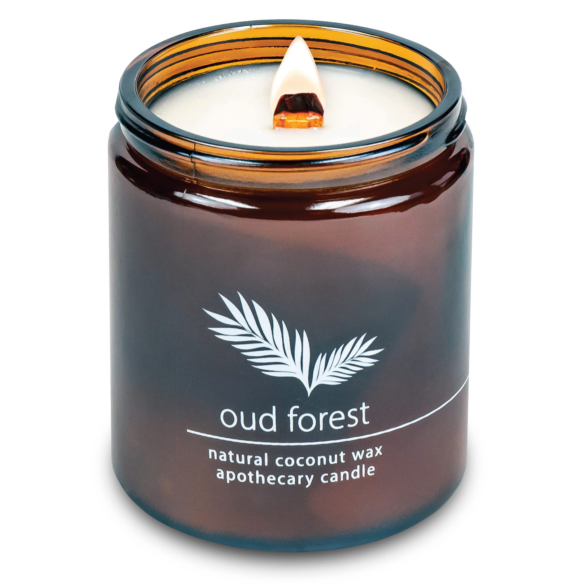 Hemlock Park Crackling Wood Wick Candle Handcrafted with Natural Coconut Wax (Standard 8 oz, Oud Forest)