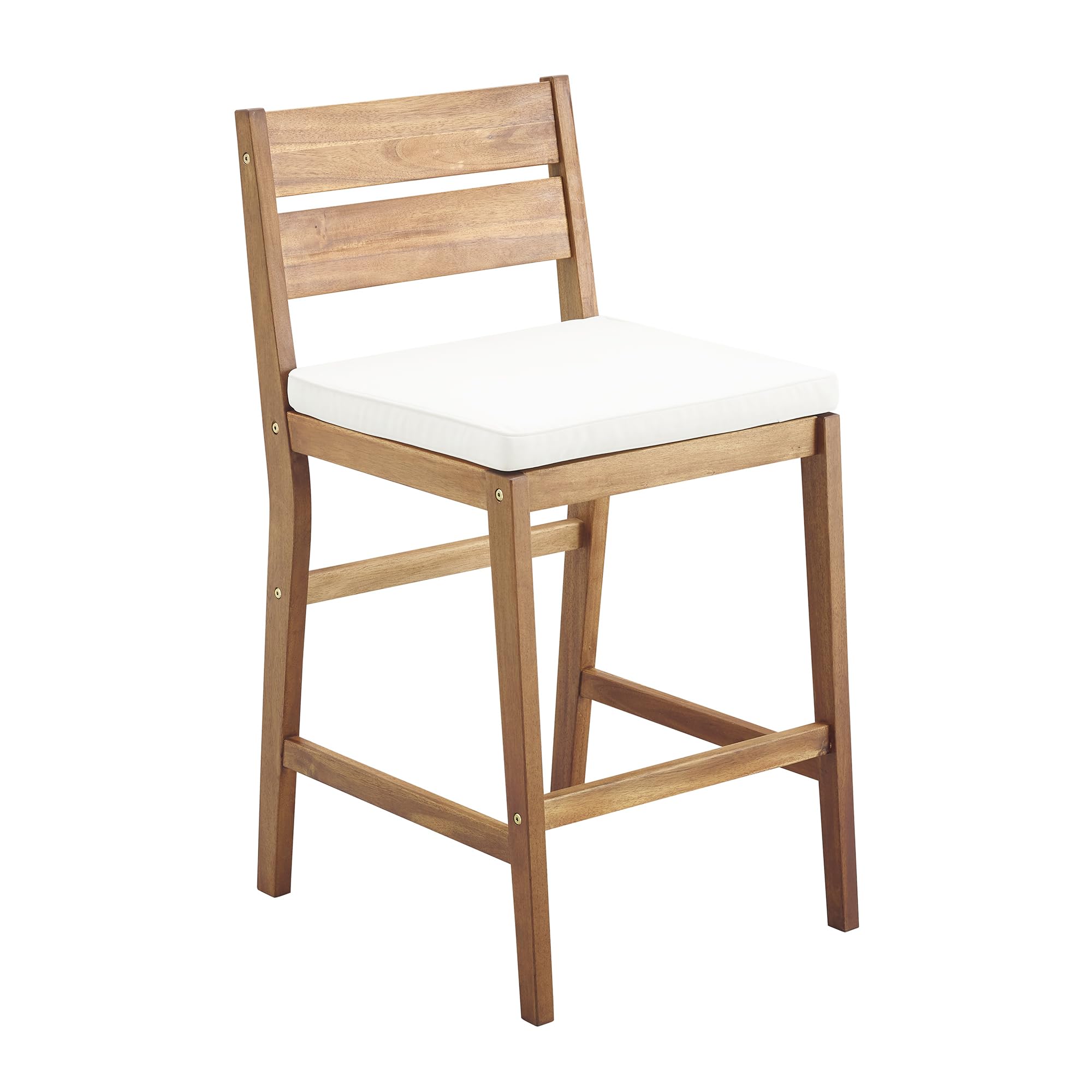 Walker Edison 2 Piece Outdoor Patio Acacia Wood Chair Set All Weather Backyard Conversation Garden Poolside Balcony, Set of 2, B