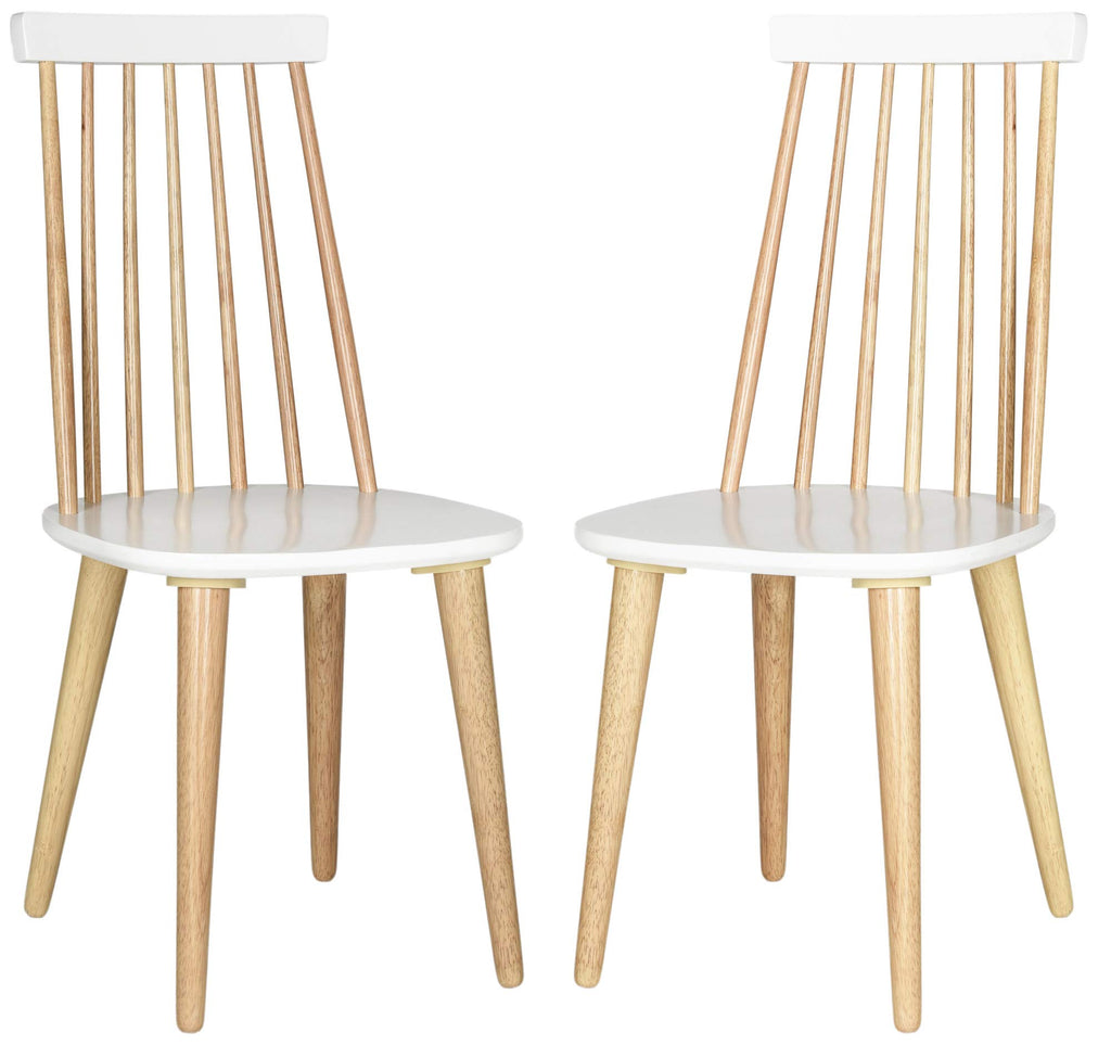 Safavieh American Homes Collection Burris Country Farmhouse Natural And White Spindle Side Chair (Set Of 2)