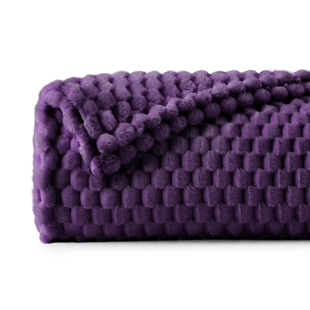 Bedelite Fleece Throw Blanket For Couch & Bed - 3D Jacquard Decorative Purple Blanket, Super Soft And Cozy Warm Fuzzy Blanket Al