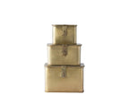 Square Decorative Metal Boxes With Gold Finish (Set Of 3 Sizes)